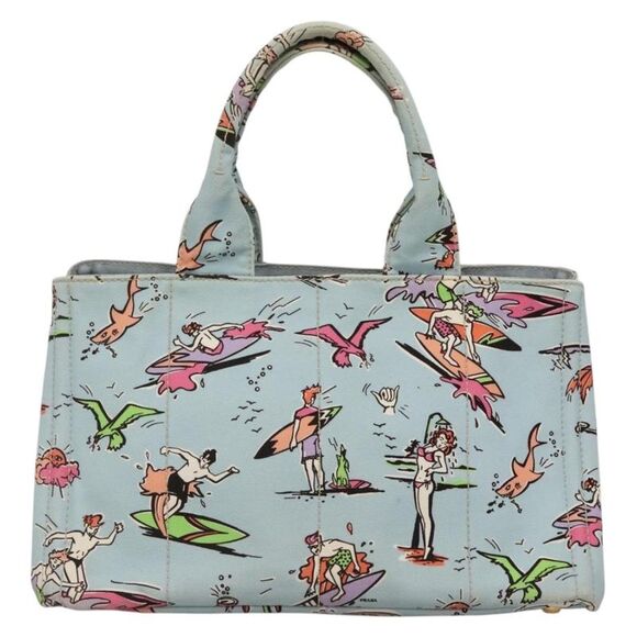 Prada Canapa Blue Canvas Tote Bag (Pre-Owned) - Picture 1 of 16